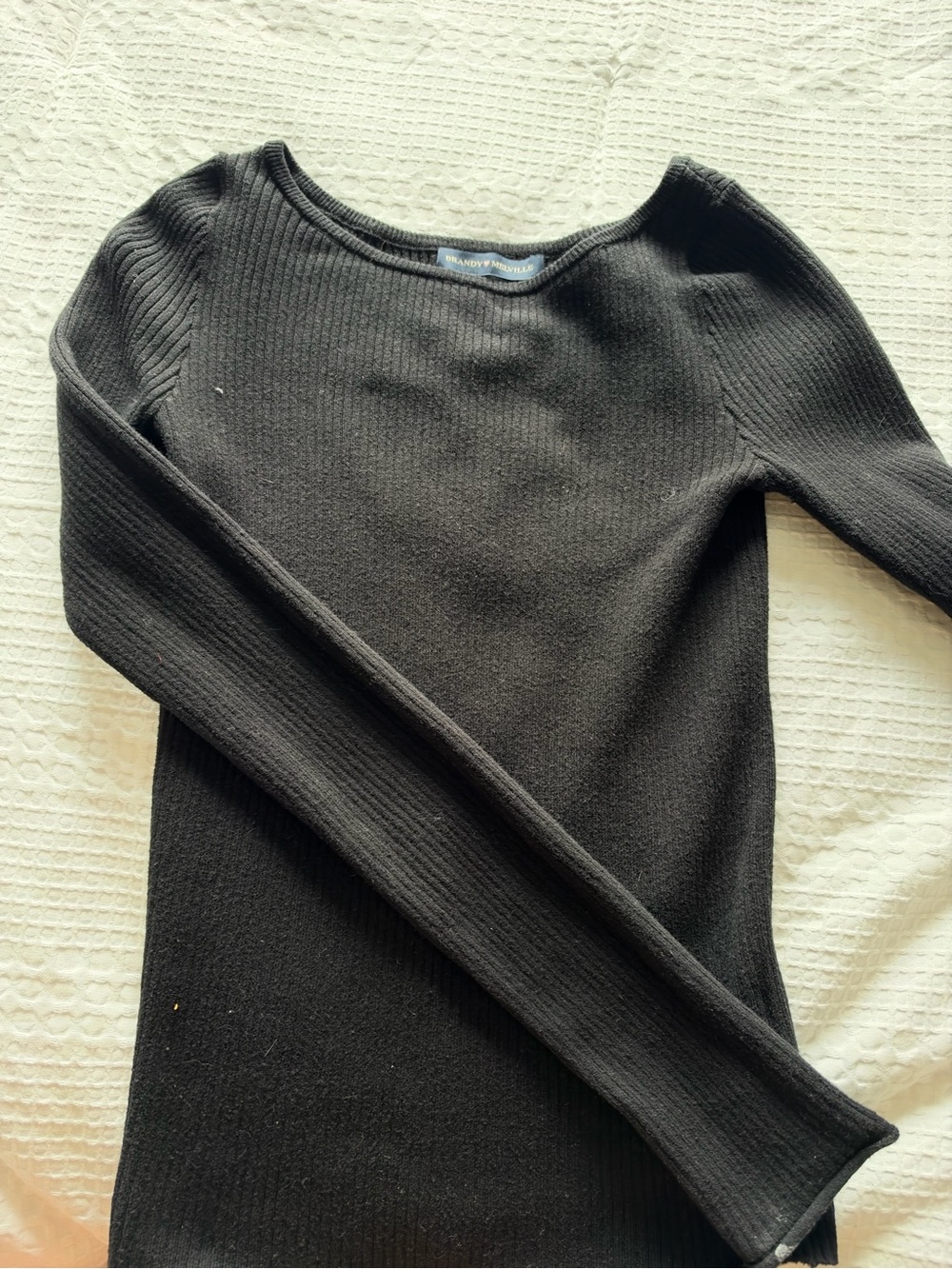 Brandy Melville Black Ribbed Crewneck Sweater